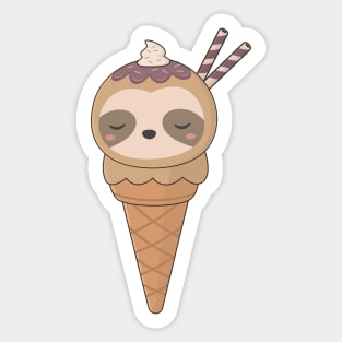 Kawaii Cute Sloth Ice Cream T-Shirt Sticker